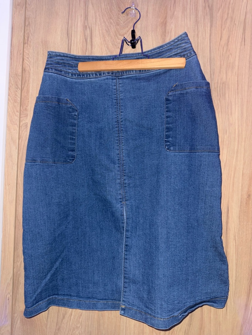 Universal Thread Blue Denim Skirt with Contrast Stitching